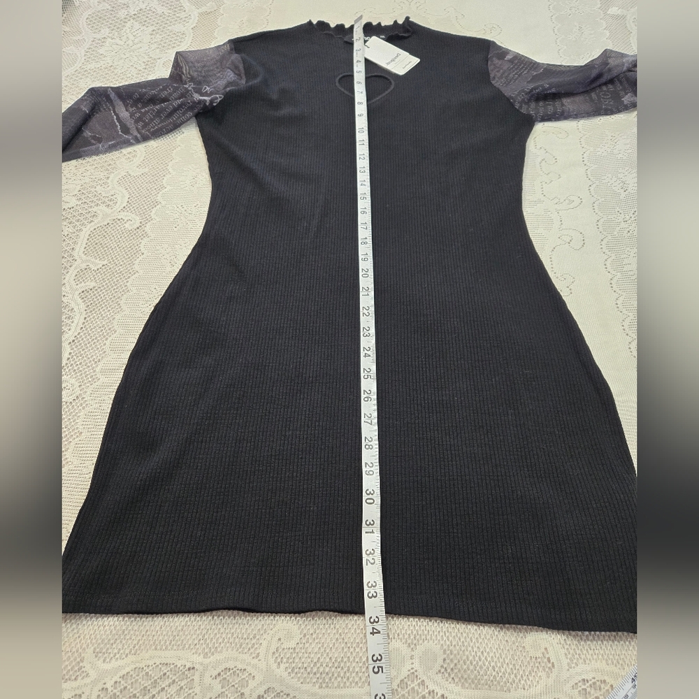 Desigual Black Dress with Lavender Sleeves - Picture 10 of 12